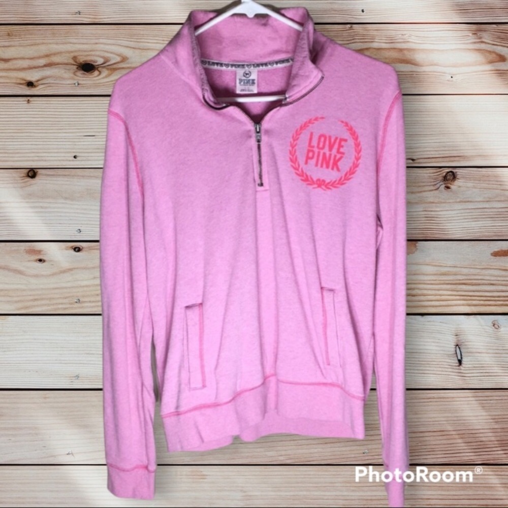 Victoria’s Secret PINK quarter zip sweatshirt pink in color size large sweatshir - Picture 2 of 8